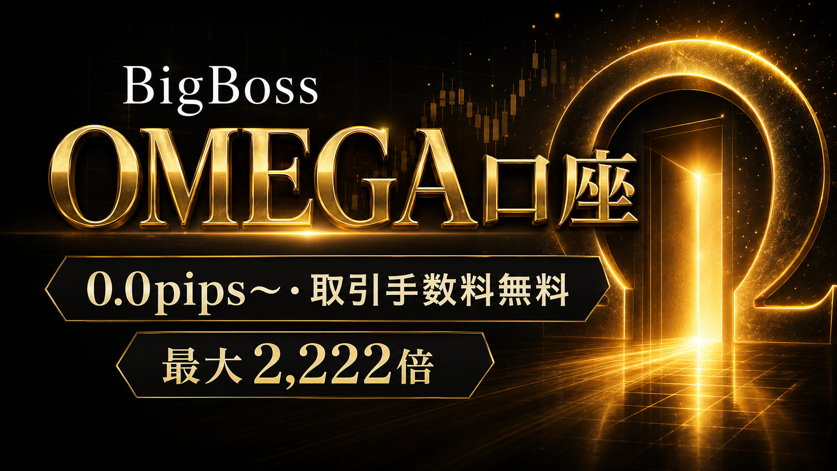 BigBoss OMEGA口座の特徴｜0.0pips〜・取引手数料無料・最大2,222倍
