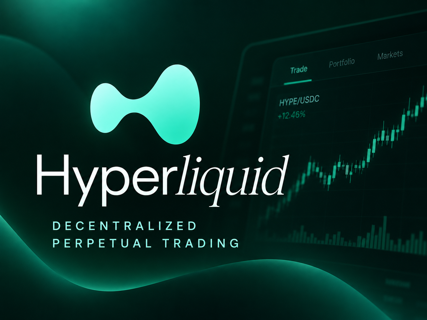 Hyperliquid-inspired banner featuring a trading chart and decentralized perpetual trading theme